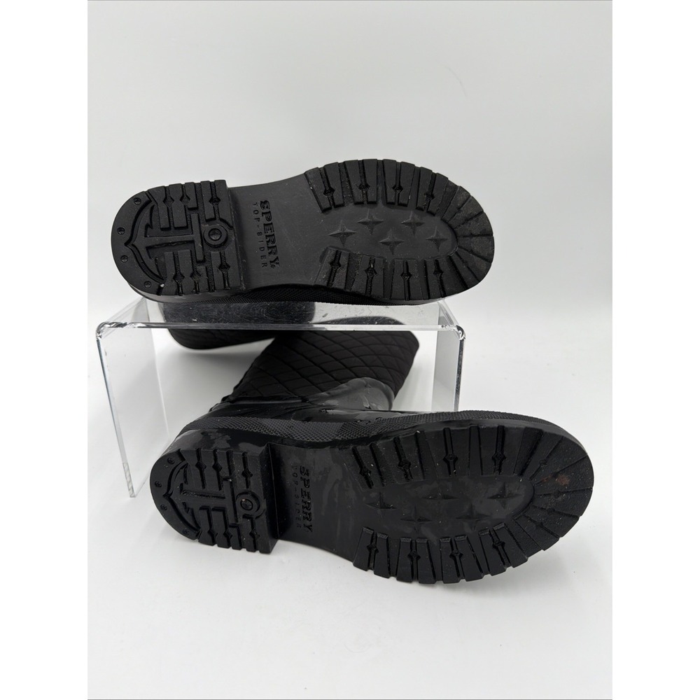 Sperry Top-Sider Walker Wind Quilted Black Nylon Rubber Rain Boots Women's Sz 7M - Picture 6 of 7